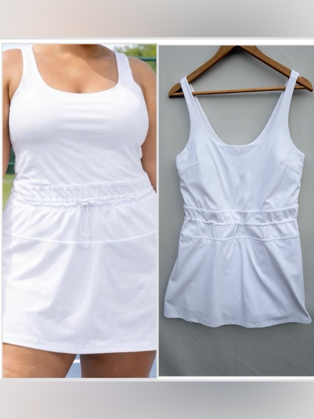 JoyLab White Tennis Dress XL Built-In Shorts Cinch Waist Athleisure